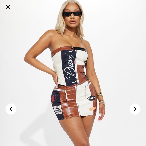Fashion Nova Tops - NWT Fashion Nova Over The Top Faux Leather Skirt Set